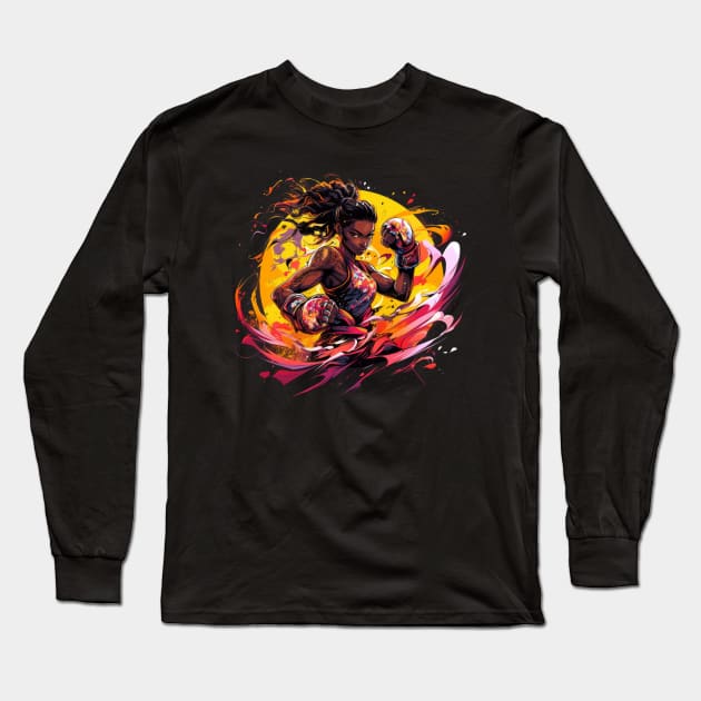 Muay Thai Girl Long Sleeve T-Shirt by Genbu